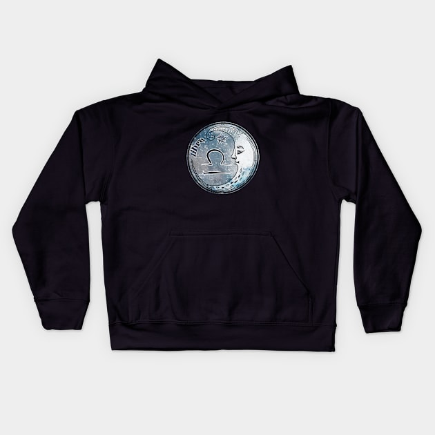 Libra Moon Sign Astrology Zodiac Symbol Stars and Crescent Moon Kids Hoodie by graphicbombdesigns